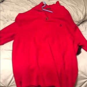 Men’s red 1/4 zip pullover sweater polo